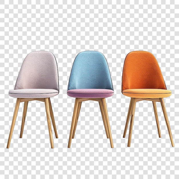 PSD three colorful chairs with one that says  colorful  on the bottom