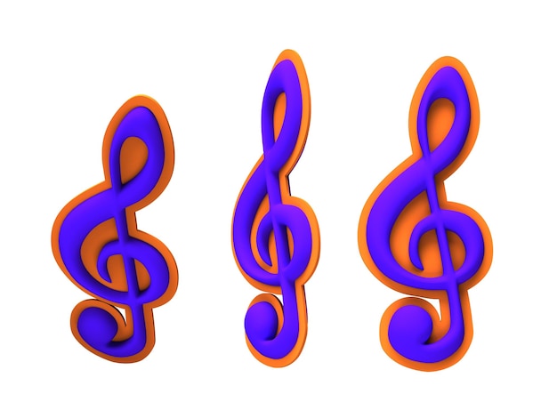 PSD three colorful notes in orange and blue