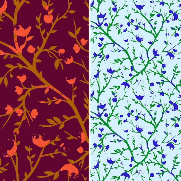 the three different colored flowers are shown in different colors