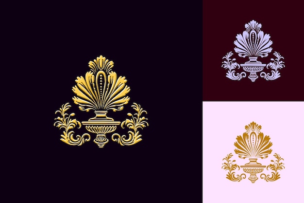 PSD three different designs of gold silver and purple are shown