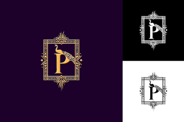 PSD three different logos with the letter p on them