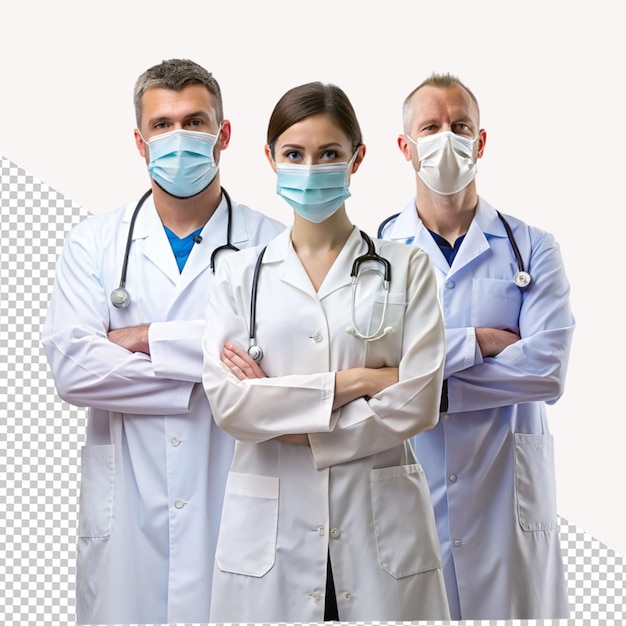 three doctor stand on transparent background