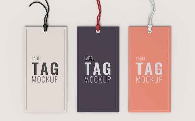 PSD three fashion label tag mockup top view