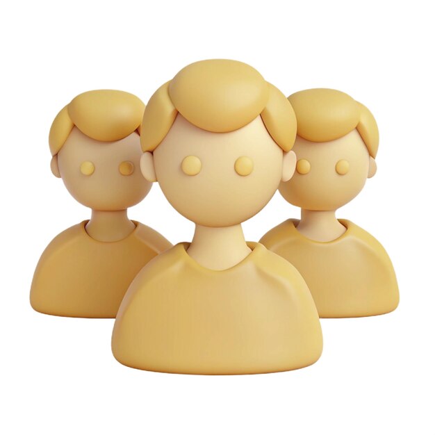 three figurines of three people with one wearing a yellow dress