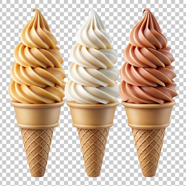 PSD three ice cream cones with different flavors