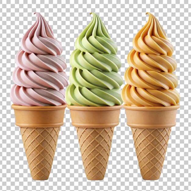 PSD three ice cream cones with different flavors