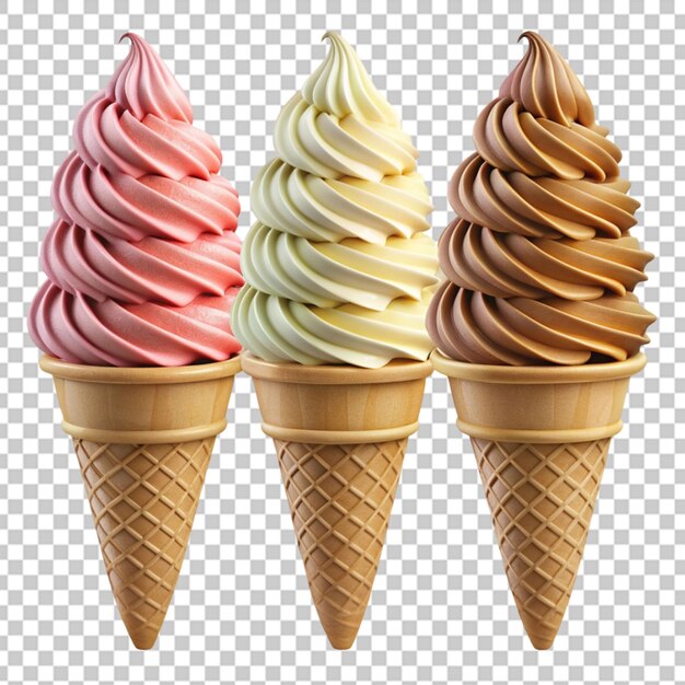 PSD three ice cream cones with different flavors