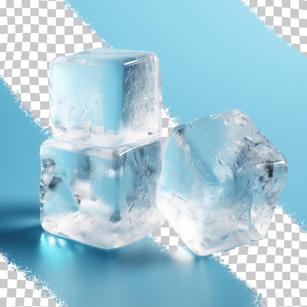 Three icy cubes coated in frost