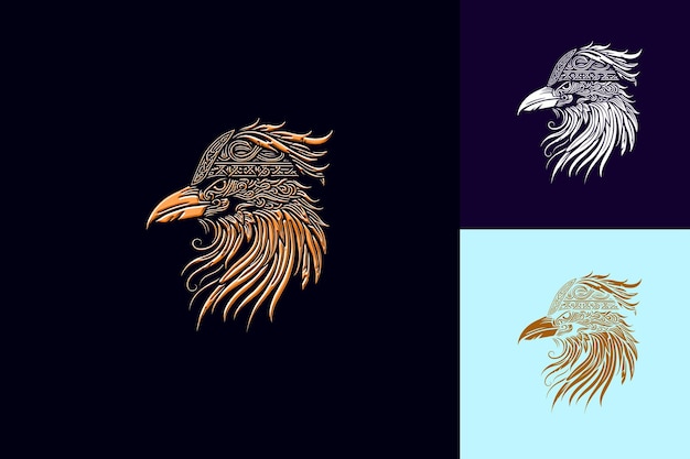 PSD three images of a bird with a feather on the head and the other one with a feather in the middle