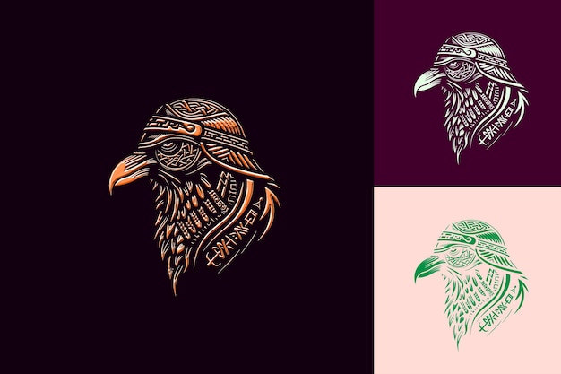 PSD three images of a bird with a tattoo on the right side