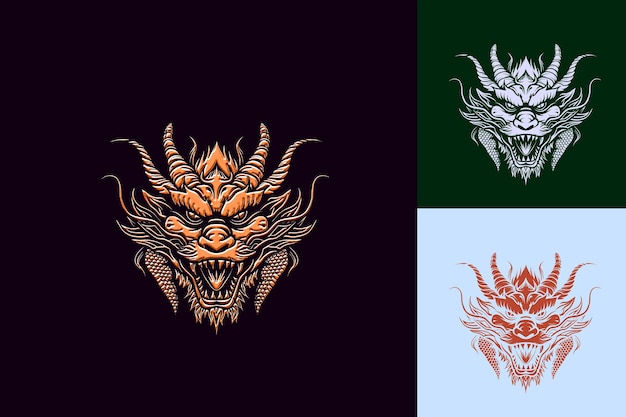 three images of a dragon with a dragon on the left