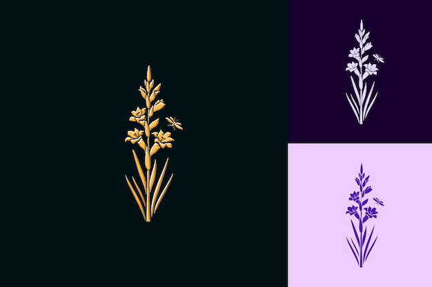 PSD three images of flowers with a purple background