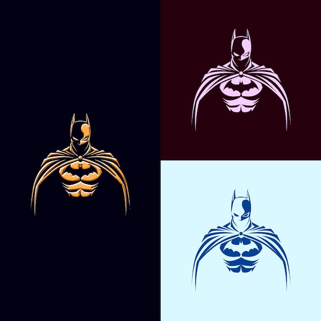 PSD three images of a man with a batman on the back