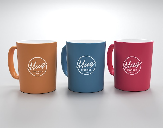 PSD three mugs mockup