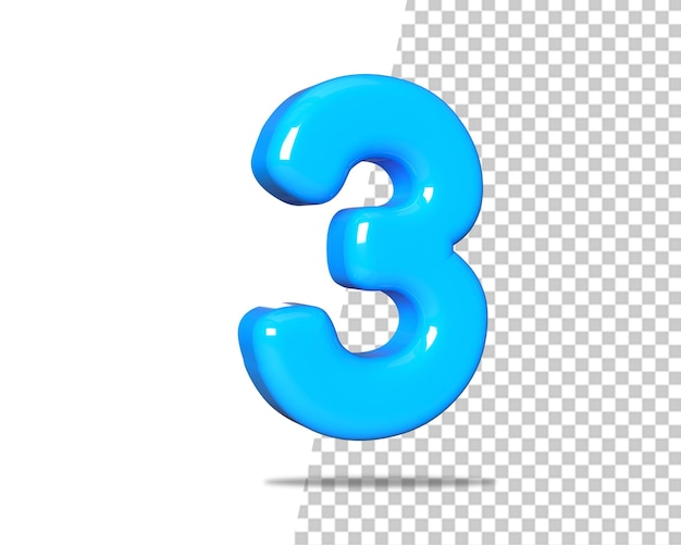 Three number blue text 3d logo 