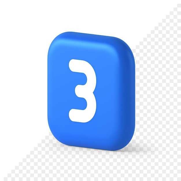 Three number button internet communication texting message character 3d realistic isometric icon