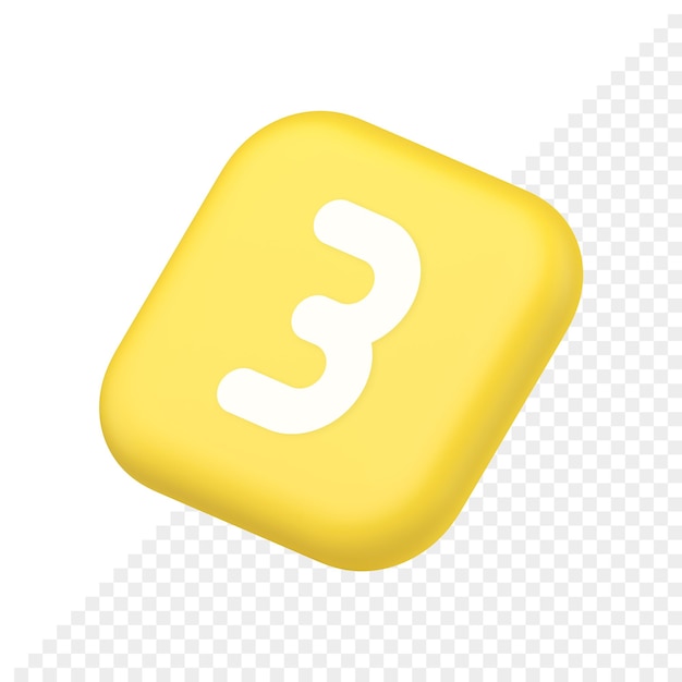 Three number button internet communication texting message character symbol website icon 3d rendering