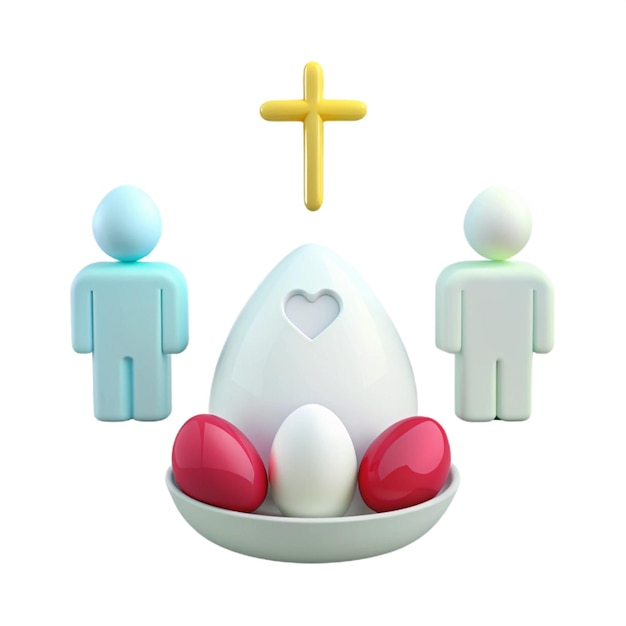 PSD three people in a bowl with a cross on the top