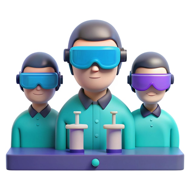 PSD three people wearing goggles and goggles are on a shelf