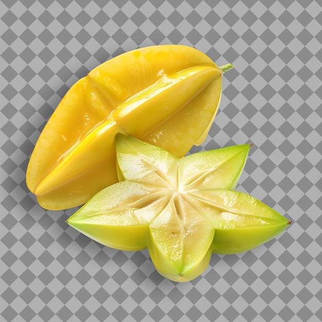 three pieces of fruit with a star shaped design on the top