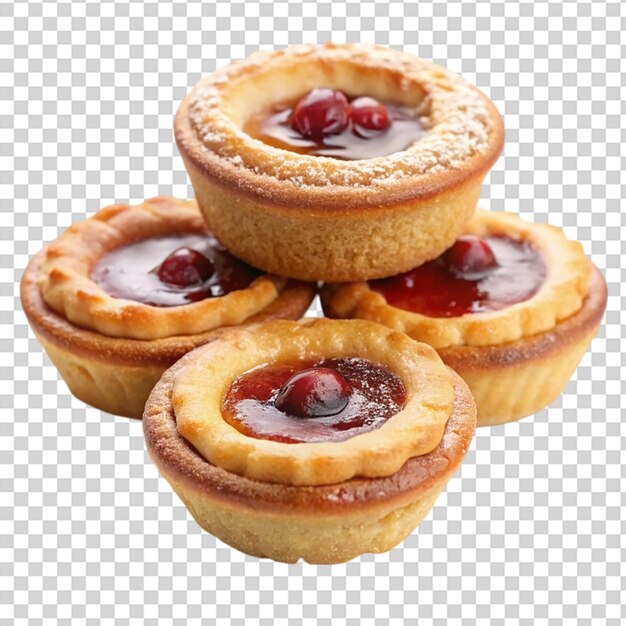 PSD three pies with jelly and egg in them on transparent background