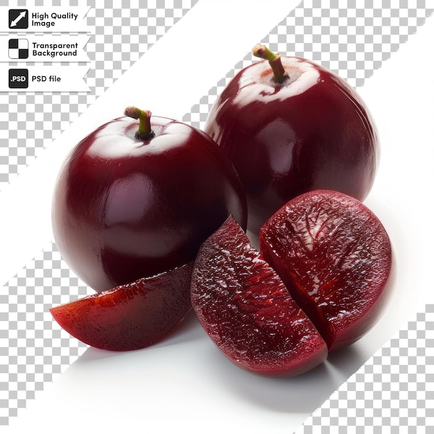 three pomegranates are on a white background