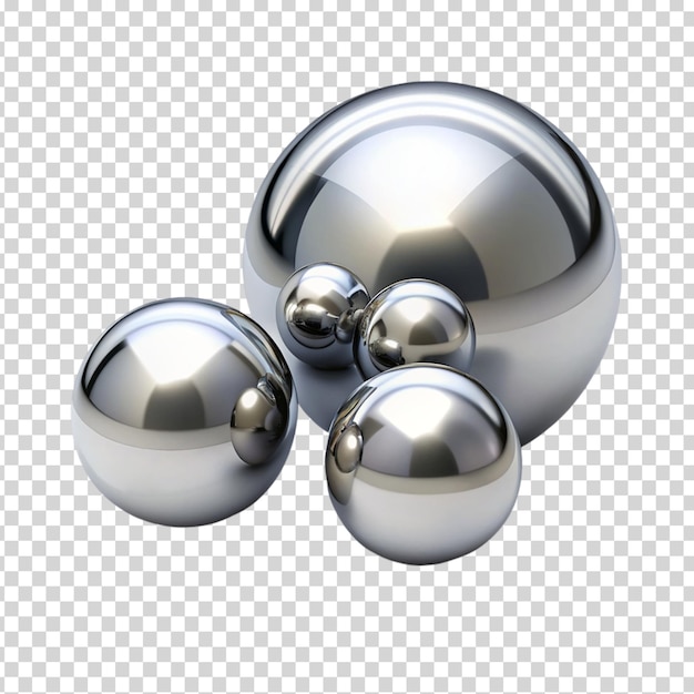 PSD three silver balls on transparent background