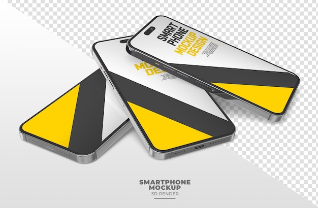 Three smartphone mockups with a yellow and black caution sign.