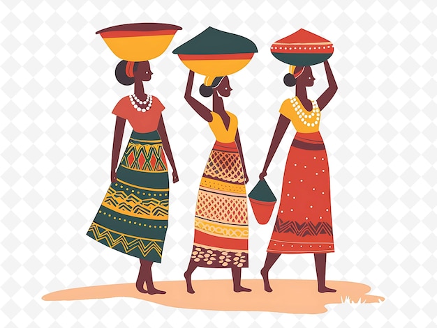 PSD three women carrying hats with the words quot african quot on them