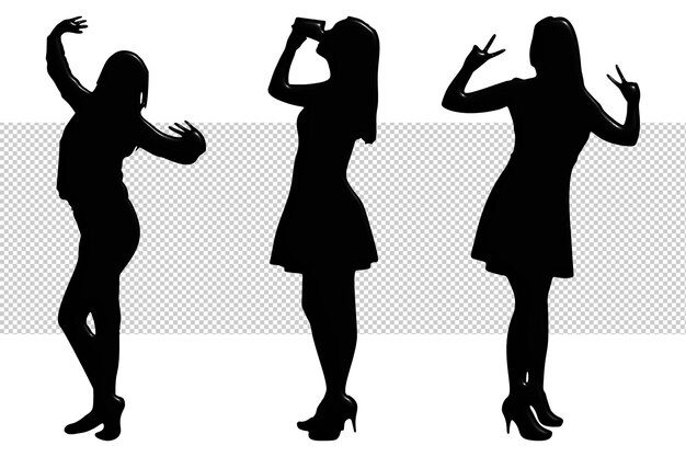 PSD three women in silhouettes with the words " drink " on the top.