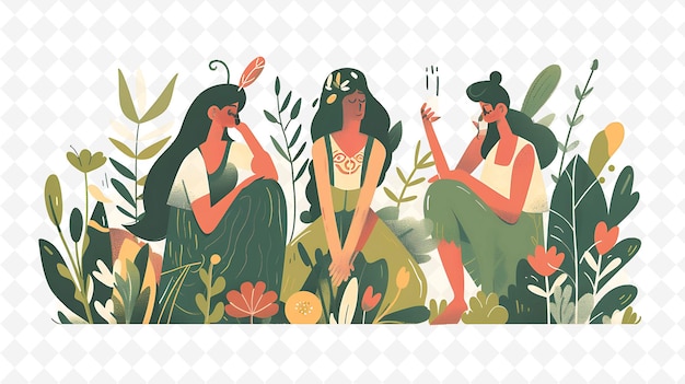 three women sit in a circle one of which has a flower in it