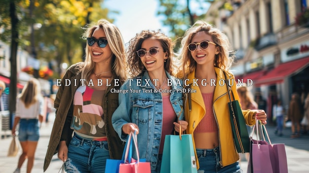 Three Young Women Enjoying Shopping Spree