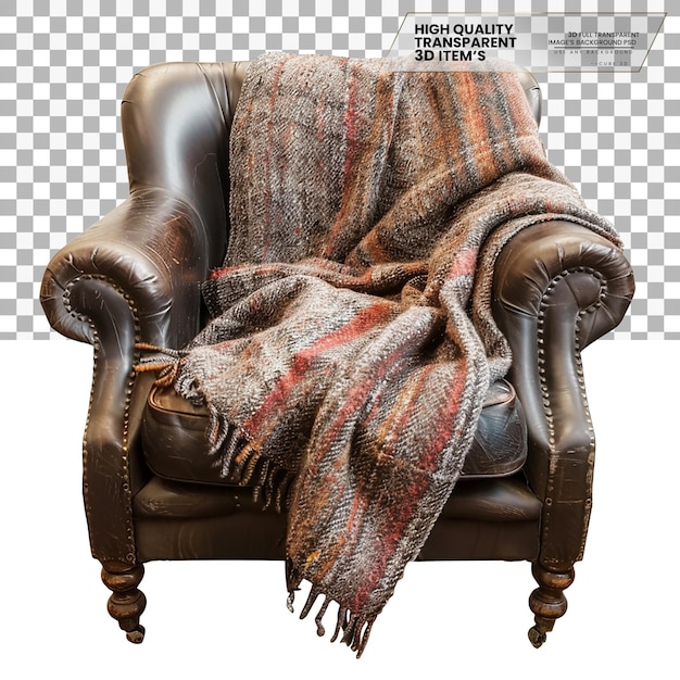 PSD throw blanket a small blanket used for decoration and warmth on transparent background