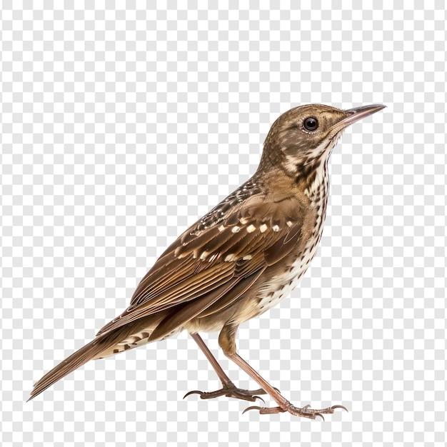 Thrush bird side view full body isolate on transparency background PSD