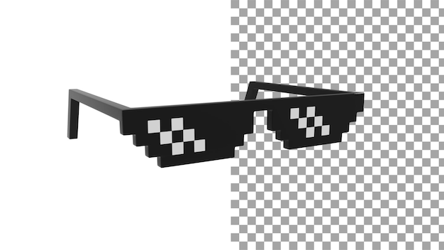 Thug life glass angle view without shadow 3d render