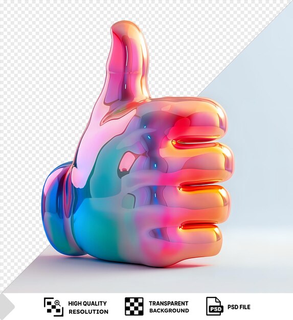 PSD thumb up icon isolated in 3d rendering on a isolated background png