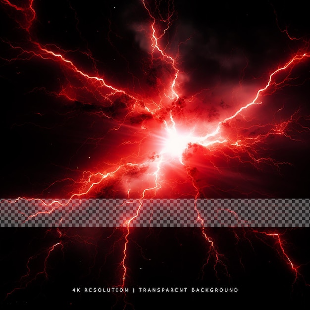 Thunder lightning electric shock on transparent background