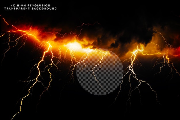 Thunderstorm electric spark effect transparent background