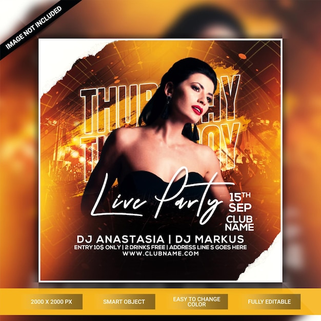 Thursday club night party flyer template