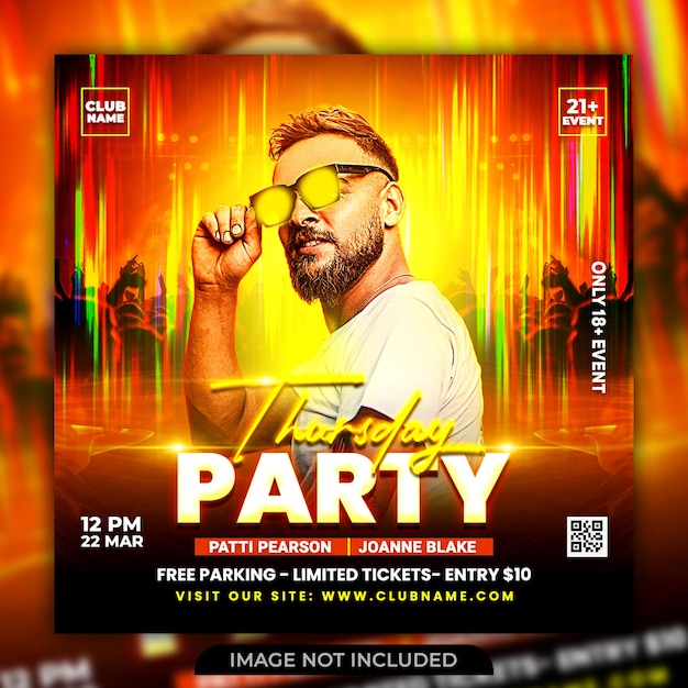 Thursday Party flyer social media post and web banner