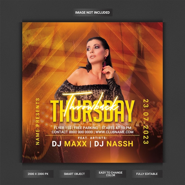 Thursday throwback club party flyer template