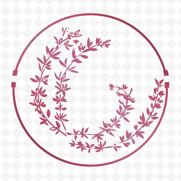 PSD thyme branch circular logo with decorative circular frame an nature herb vector design collections