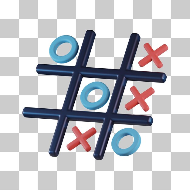 Tic Tac Toe Board Game 3D Icon