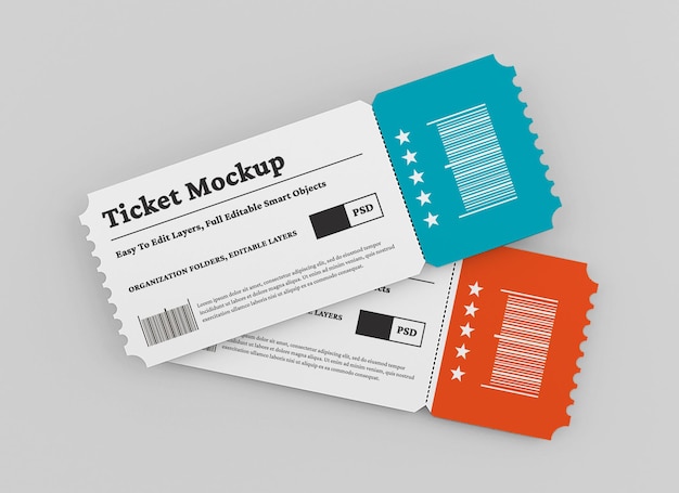 ticket mockup design isolated