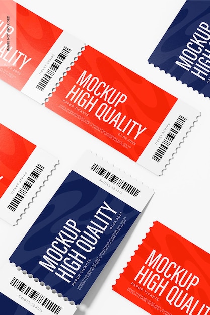 Ticket Strips Mockup, Top View