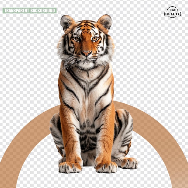 PSD tiger front view full body isolate on transparency background psd