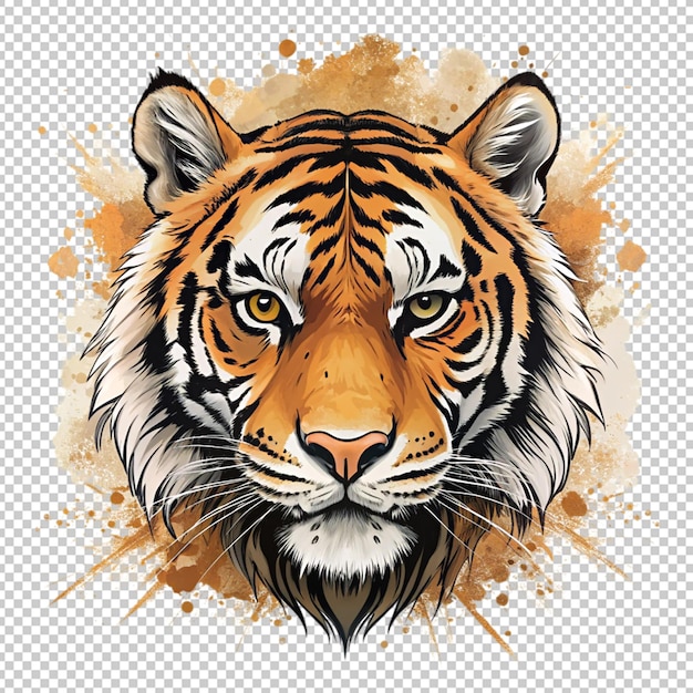 tiger head grunge style on transparent background