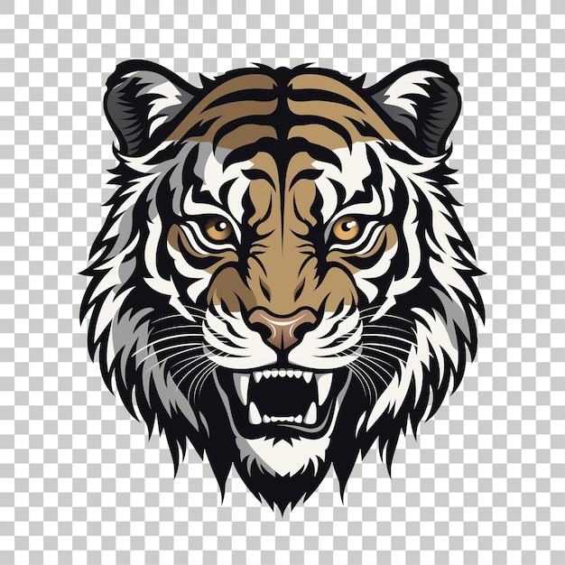 PSD tiger head vector illustration isolated on white background