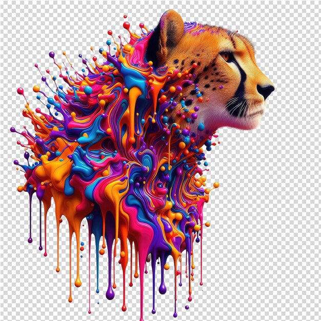 a tiger head with a colorful pattern on it