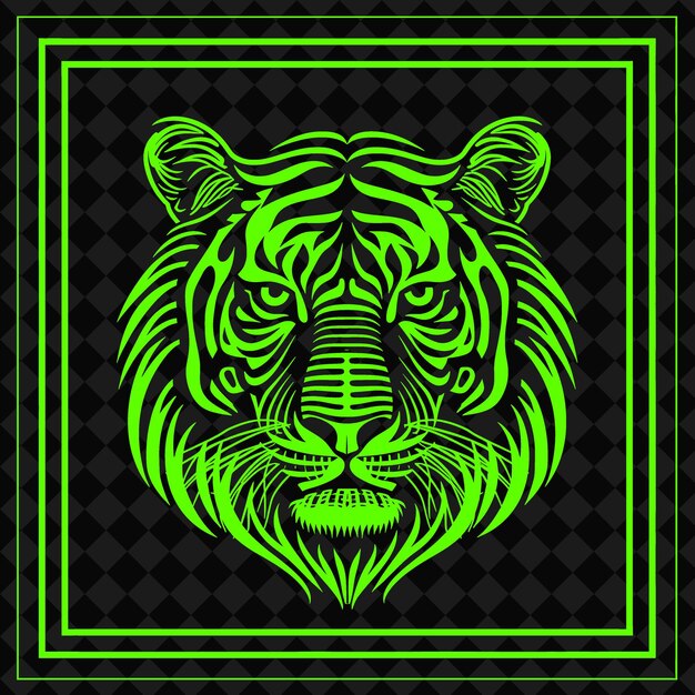 Tiger Icon Striped Emblem With Silver Border Powerful Tiger Illustration Animal Vector Art Design